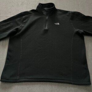 The North Face 1/4 Zip Waffle Fleece Pullover Sweatshirt Men's XXL Black Outdoor